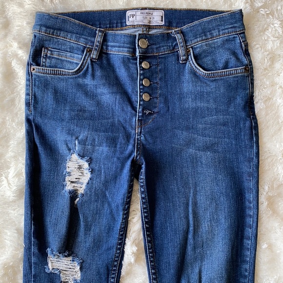 Free people blue jeans buttons fly size 28 - Picture 2 of 13